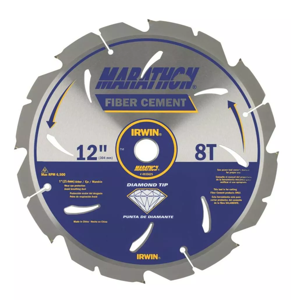 12″ 8T Marathon PCD Fiber Cement Blade IRWIN Cut Price