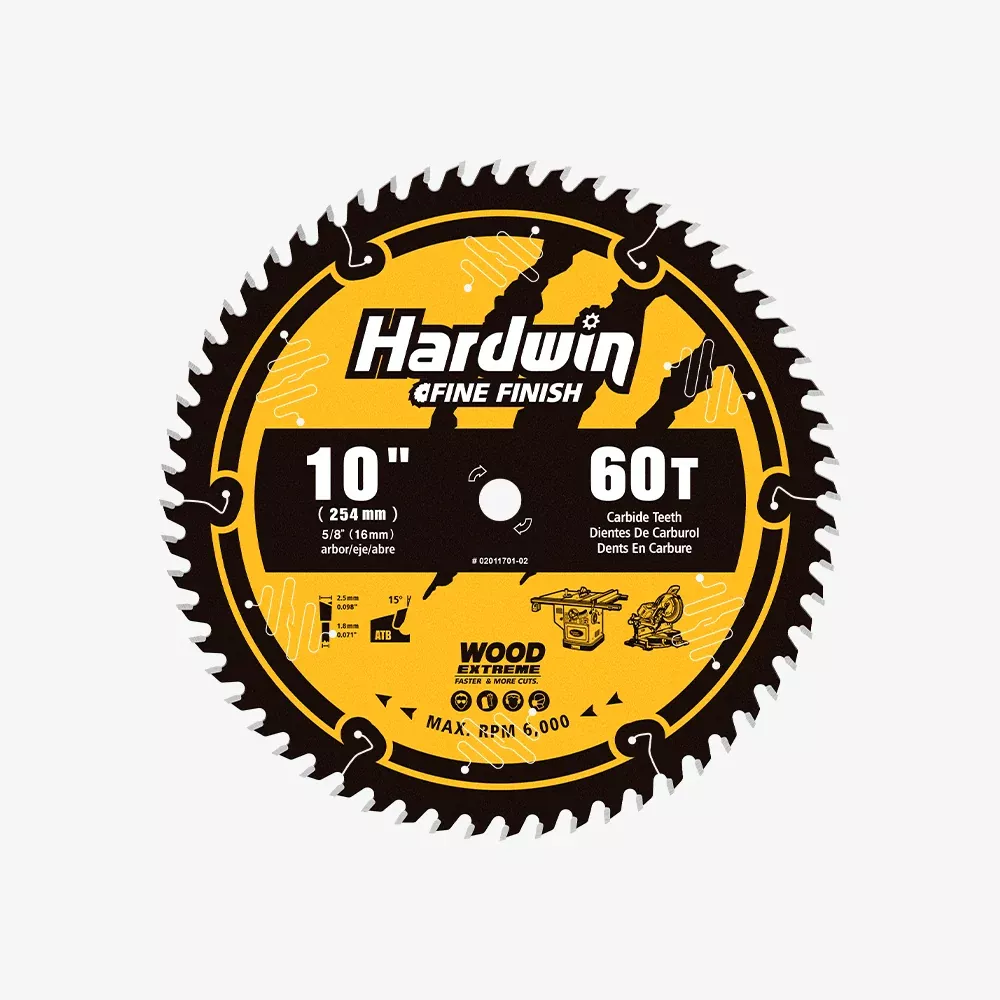HARDWIN 10 Inch 60T Fine Finish Circular Saw Blade, 5/8 Inch Arbor Carbide Tipped Blade for Hardwood and Plywood