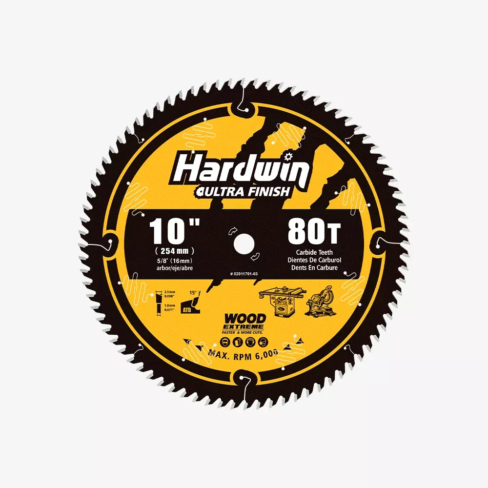 HARDWIN 10 Inch 80T Fine Finish Miter Saw Blade, 5/8 Inch Arbor Carbide Tipped Crosscut Blade for Hardwood and Plywood
