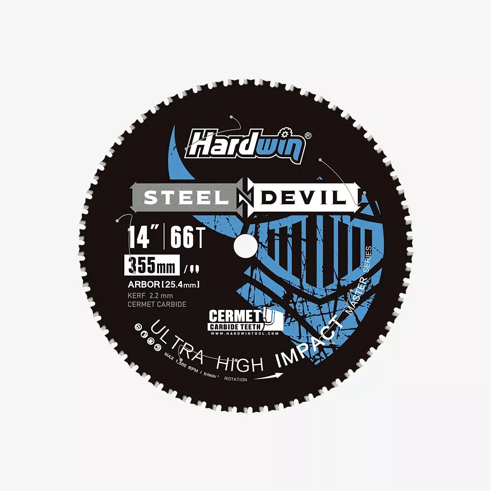 HARDWIN 14 Inch 66T Metal Cutting Circular Saw Blade, Cermet Tipped Blade for Steel and Angle Iron, Fits Evolution S14CPS, S15CPS and S355CPS