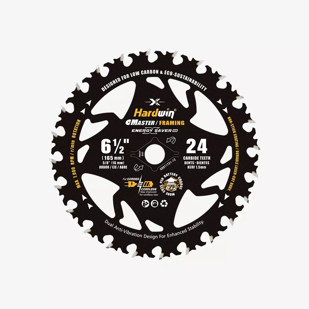 HARDWIN 6-1/2 Inch 24T Thin Kerf Framing Saw Blade 3-Pack, Cordless Circular Saw Blade for Wood, OSB and MDF