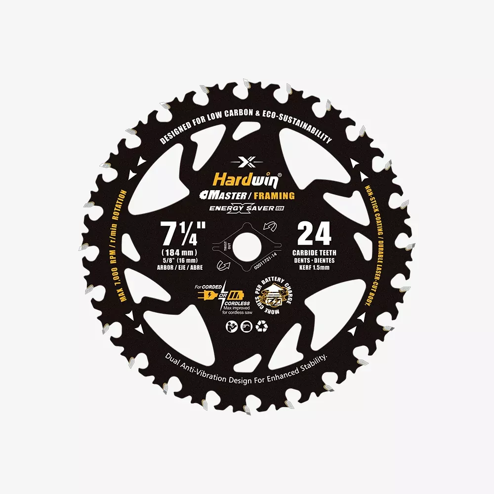 HARDWIN 7-1/4 Inch 24T Framing Circular Saw Blade 3-Pack, for Cordless and Corded Saws, Wood, Plywood, OSB and MDF