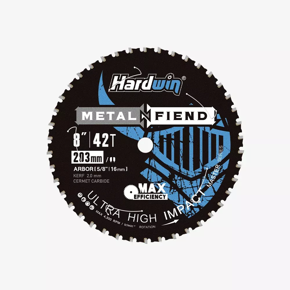 HARDWIN 8 Inch 42T Metal Cutting Saw Blade, Cermet Carbide Tipped Circular Blade for Steel and Angle Iron
